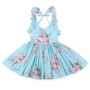 Boutique Girl’s Blue and Pink Floral Dress 12M